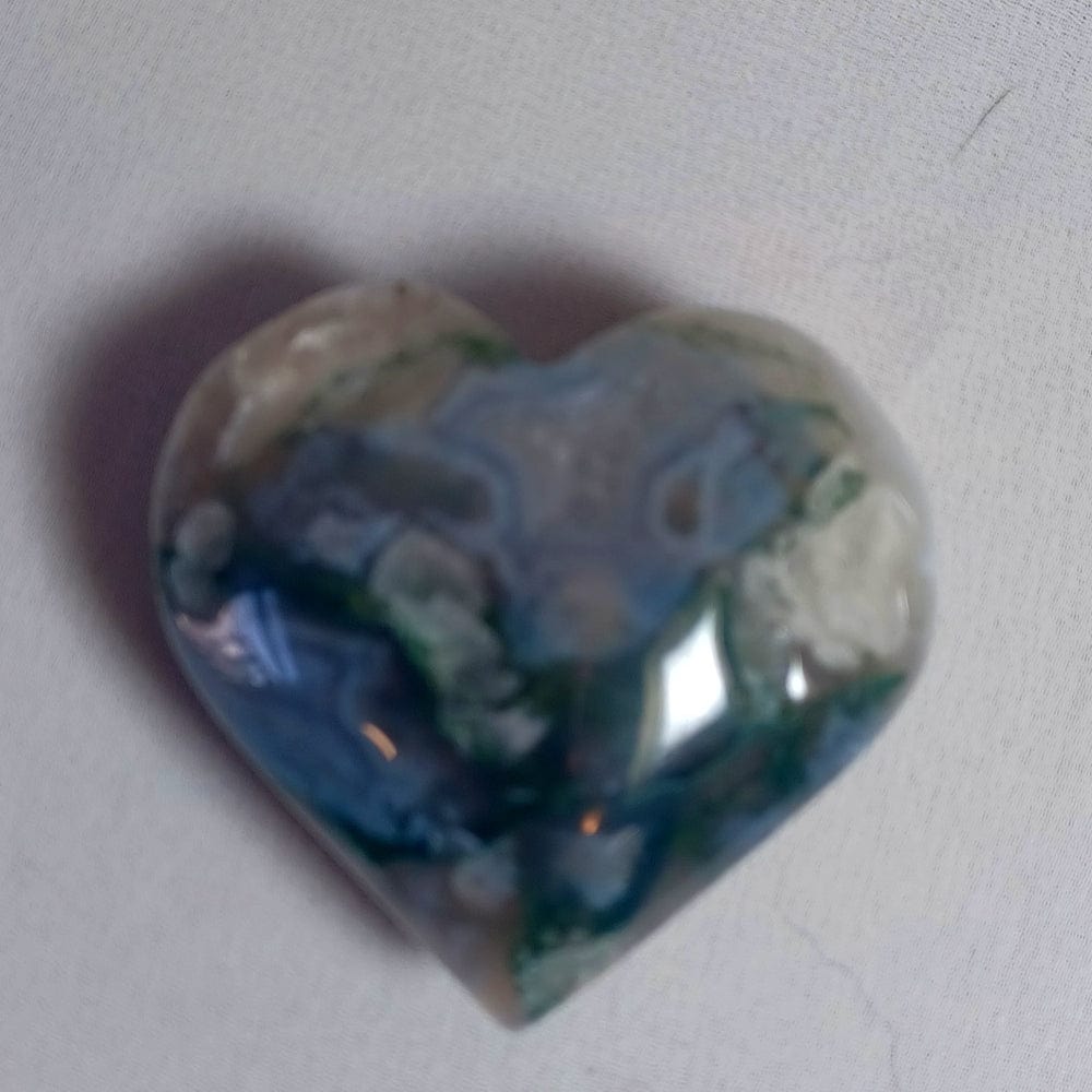 AM Crystals Plus LLC Carving Moss Agate Heart