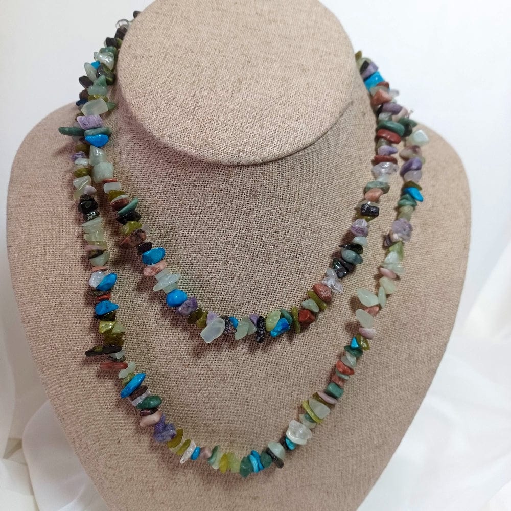 AM Crystals Plus LLC long stone necklace Long Mixed Colored Natural Stone Necklace