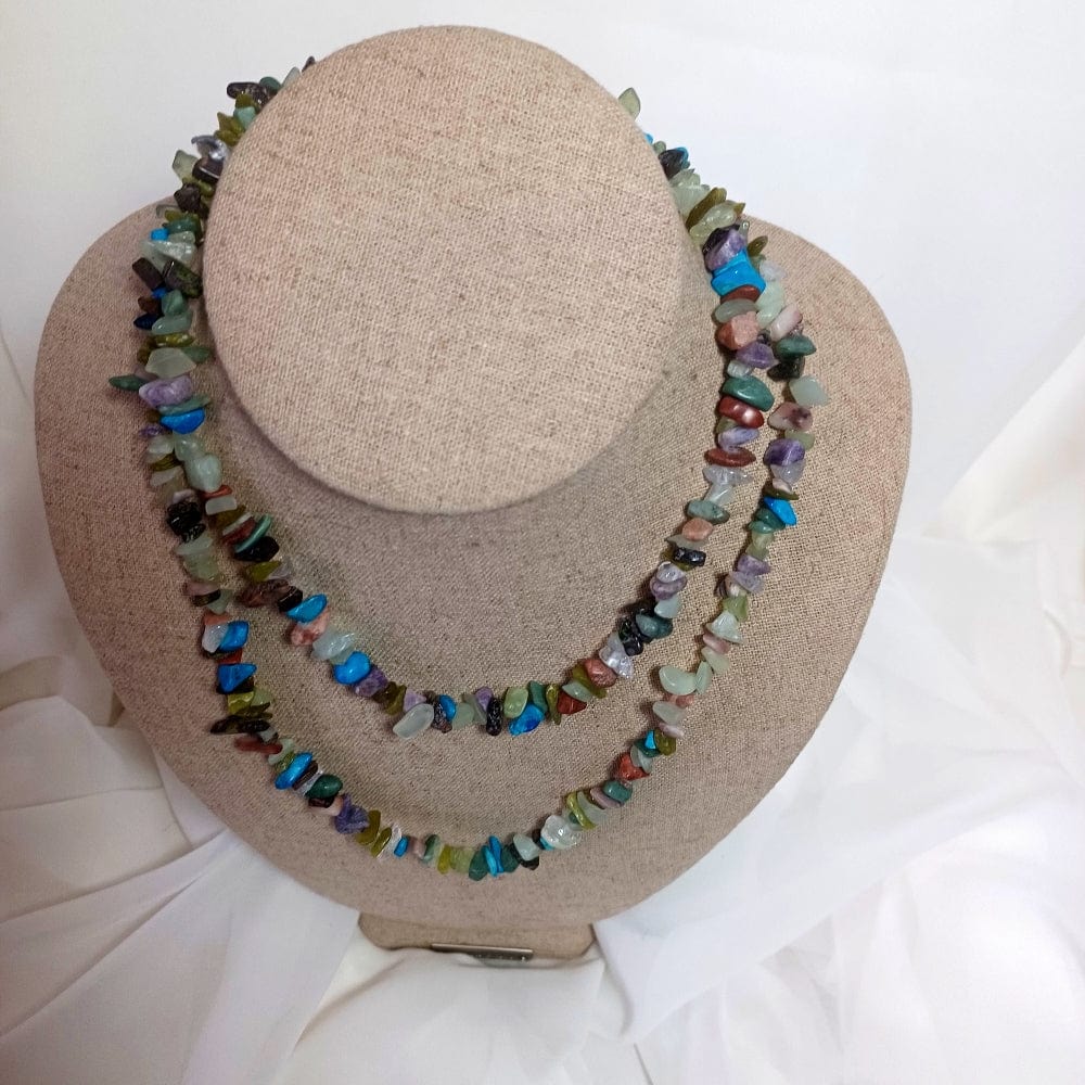 AM Crystals Plus LLC long stone necklace Long Mixed Colored Natural Stone Necklace