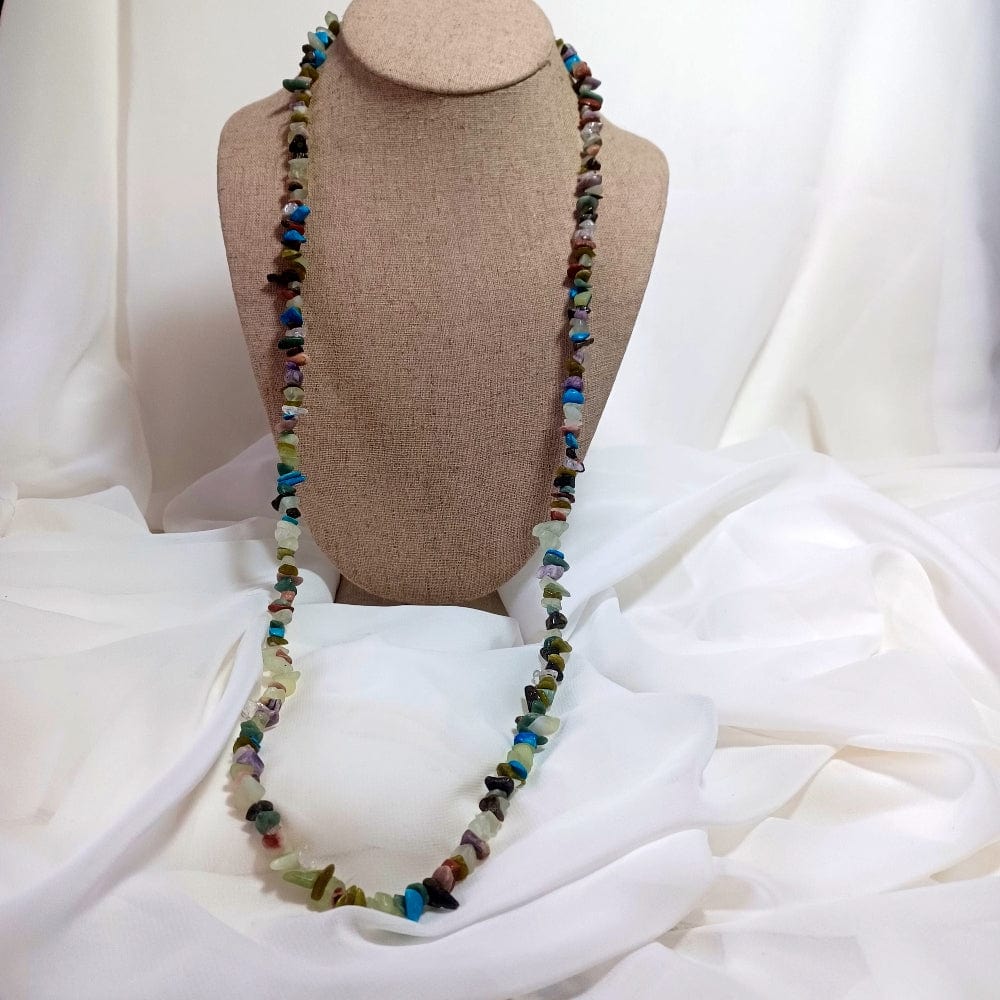 AM Crystals Plus LLC long stone necklace Long Mixed Colored Natural Stone Necklace