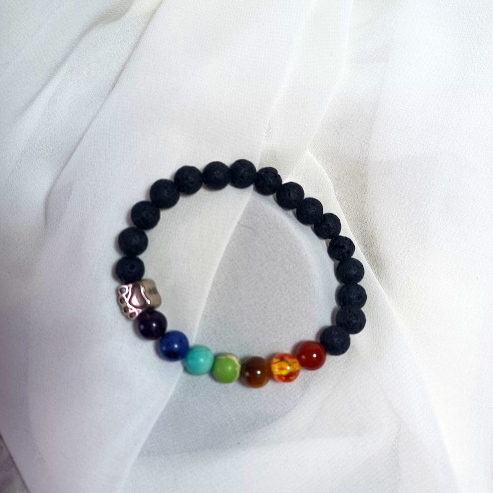AM Crystals Plus LLC Stone bracelet 7 Chakra & Lava Stone Paw Print Bracelet